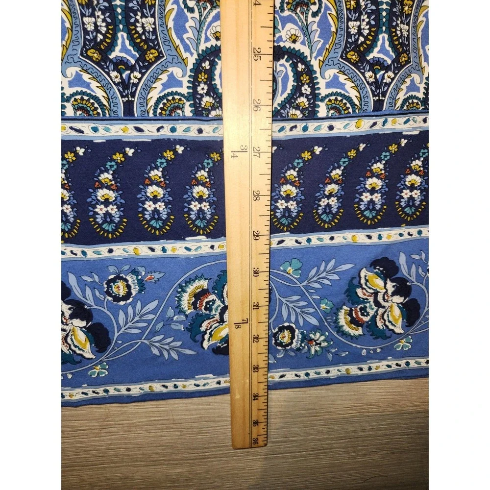 J. Jill NEW Wearever Blue Paisley Border Print‎ V-Neck Shift Dress S